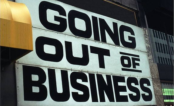 Small business failure going out of business graphic